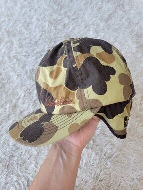 Vintage Cabelas Hat Mens Small Cap Ear Flap Insulated Camo Winter USA Made